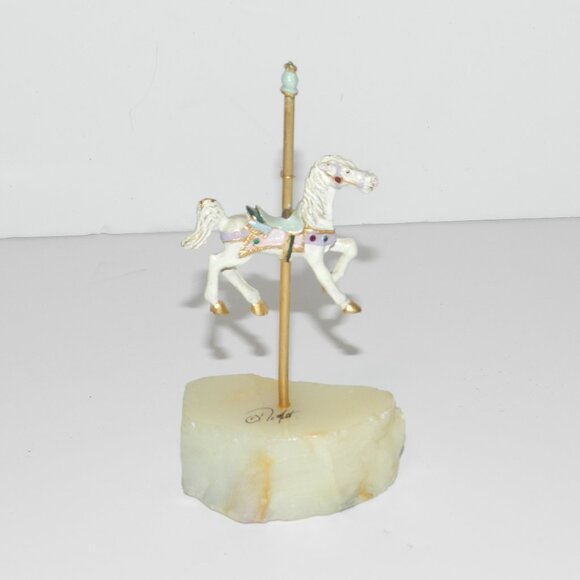 Demott Vintage Carousel Horse On Base Sogned - Picture 1 of 5